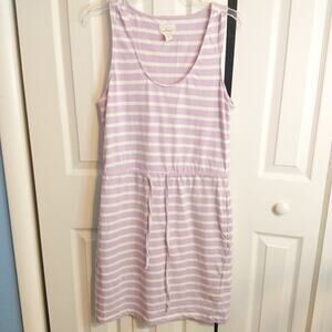 Levi's Purple Striped Drawstring Tank Dress in 100% Cotton Size L